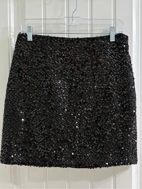 Kenar Black Sequin Bodycon Mini Skirt 6 Glam Edgy Partywear